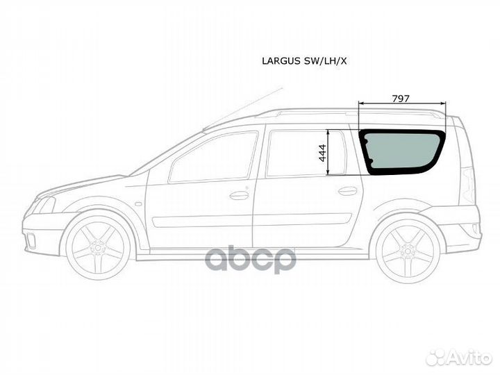 Стекло кузова (собачник) заднее левое LADA larg