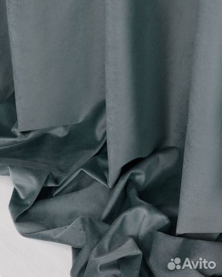 Шторы бархат Беллиссимо серо-голубой новые пошив
