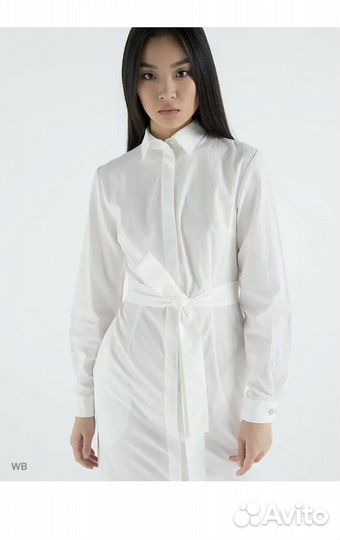 Рубашка туника белая, в клетку. 42-46