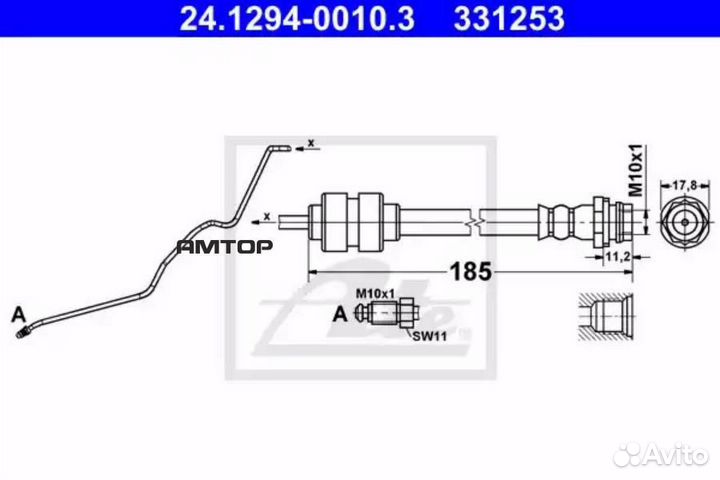 ATE 24129400103 Шланг тормозной с трубкой Ate 2412