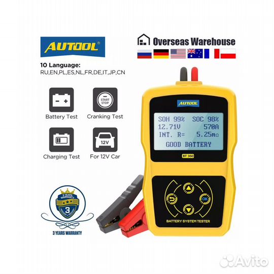 Тестер для Аккумуляторов Autool BT360