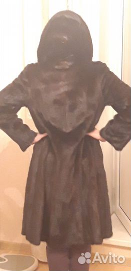 Шуба норковая с капюшоном 44 46 средней длины