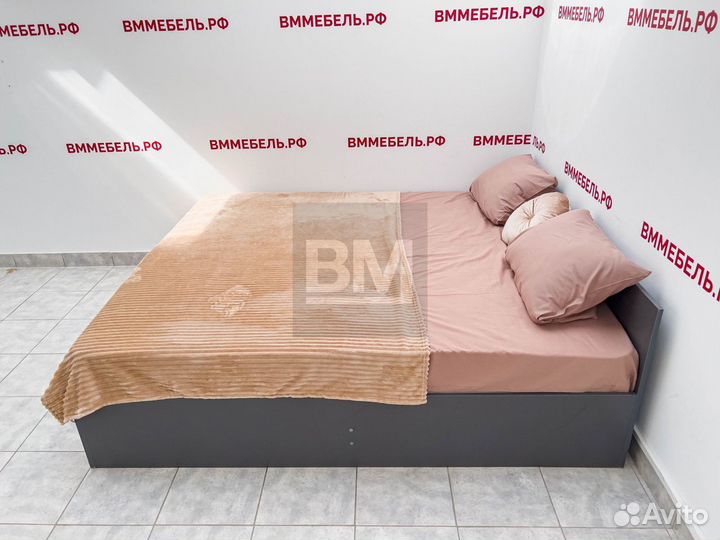 Кровать двуспальная 180 200 графит