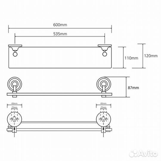 Стеклянная полка Bemeta Retro chrom 144302242 Хром