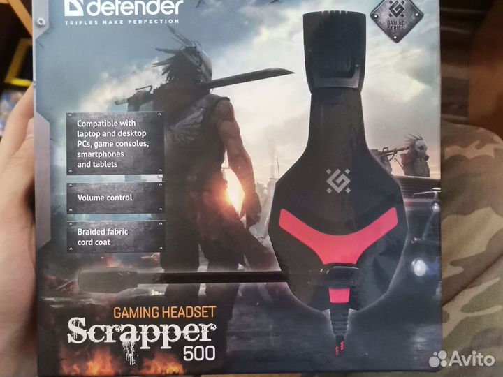 Наушники с микрофоном defender Scrapper 500 новые