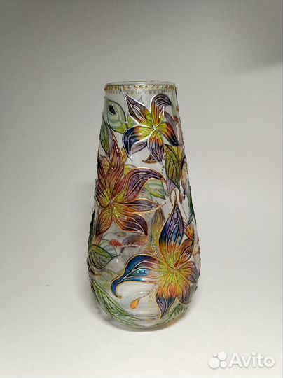 Ваза стекло с ручной росписью