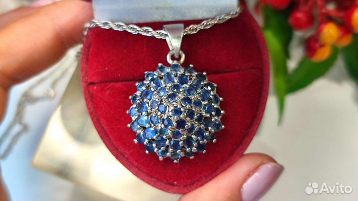 Крупный кулон с сапфирами 12,54ct, 11,25 гр, 925
