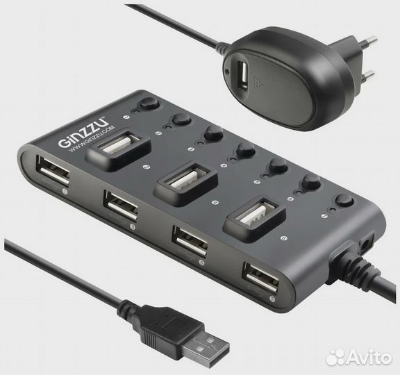 Usb-хаб Ginzzu Gr-487uab