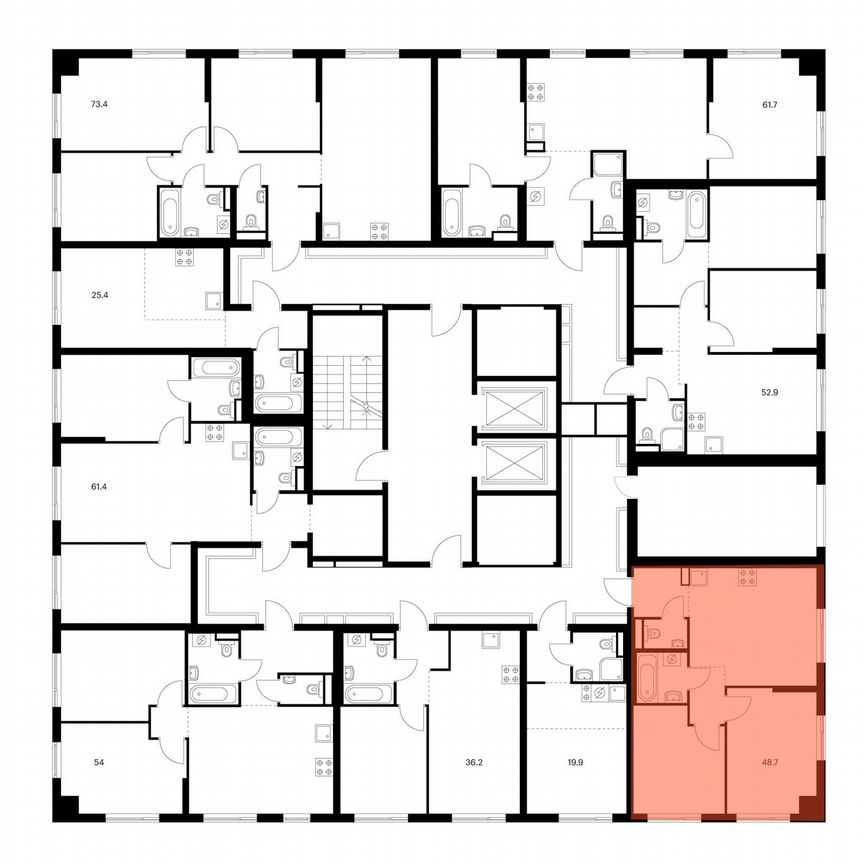 2-к. квартира, 48,7 м², 12/12 эт.