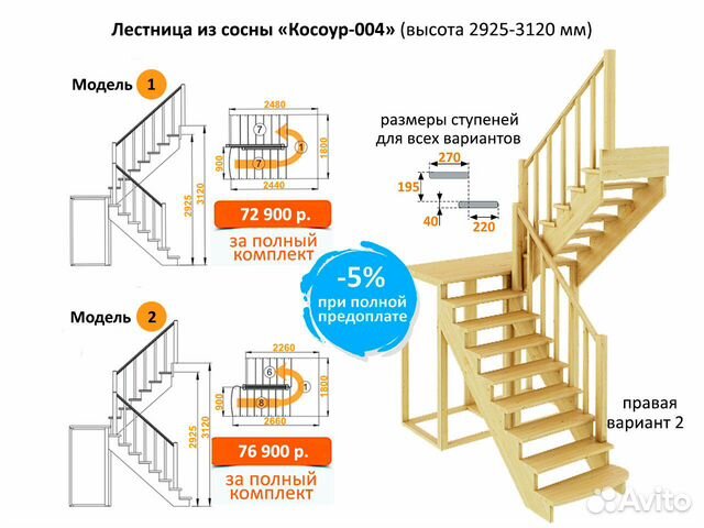 Деревянная лестница с поворотом 90 градусов