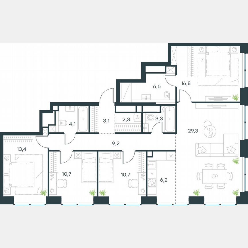 5-к. квартира, 115,7 м², 48/48 эт.