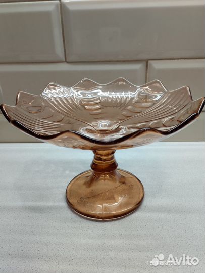 Кувшин цветное стекло. Фруктовница на ножке СССР