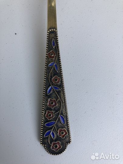 Ложка чайная с эмалями, серебро 875, СССР