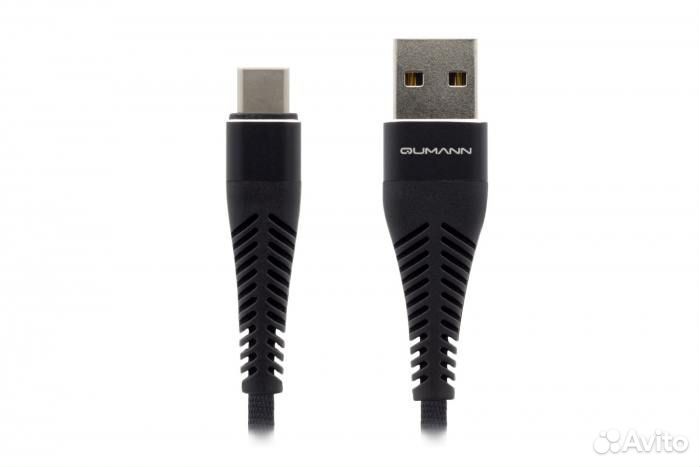 Кабель Qumann Type-C 1м 2,1А ткан.оплётка гибкий к
