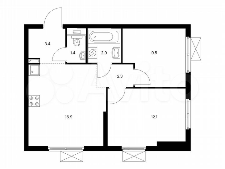 2-к. квартира, 48,5 м², 7/25 эт.