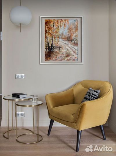 Картина маслом Первый снег, пейзаж