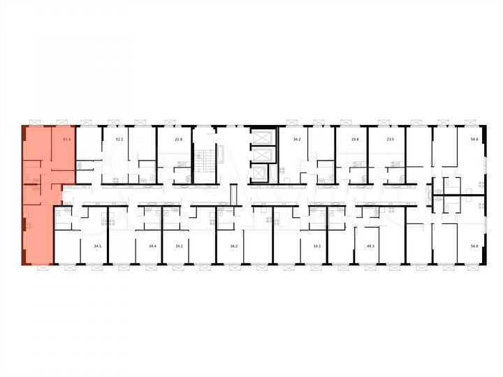 2-к. квартира, 61,4 м², 12/25 эт.