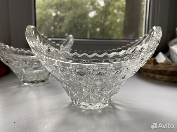 Хрустальная салатница 2шт (ссср)
