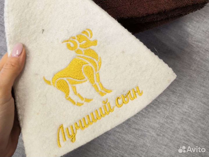 Шапка банная с вышивкой