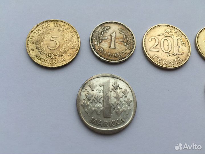 Финляндия 1,5,10,20 пенни 1,5 марк 1923-1990