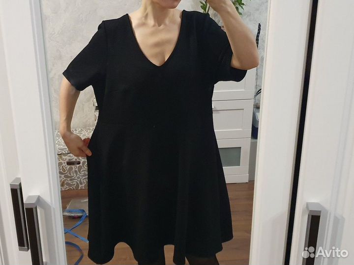 Xxxxl 58 большое черное трикотажное платье женское