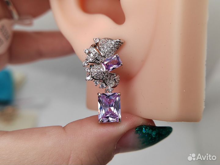 Шикарный набор, аметист, 17р, родий