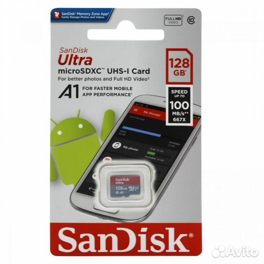 Карта памяти microSD SanDisk Ultra 128 гб (sdsqunr