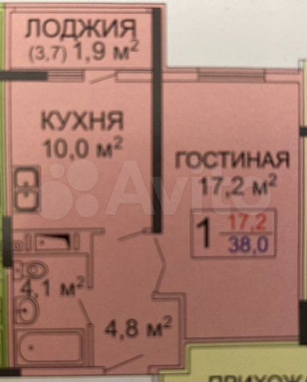 1-к. квартира, 40 м², 5/9 эт.