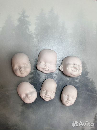Лица для ватной игрушки из гипса