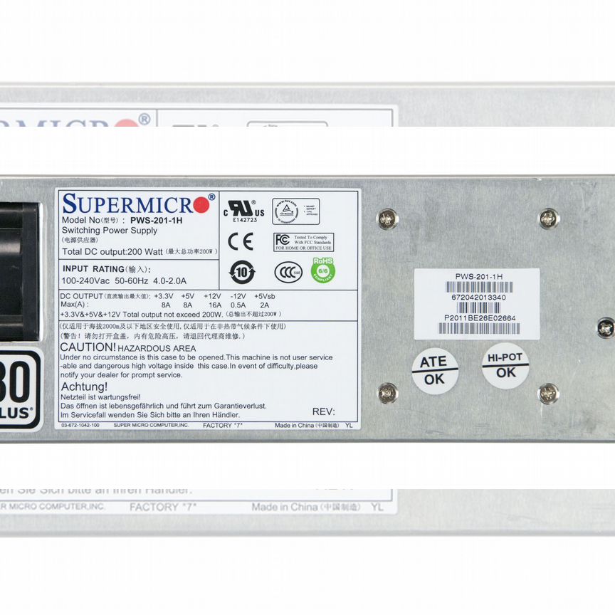 [PWS-201-1H] Блок Питания Supermicro 200w Pws-201-1h