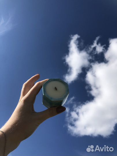 Соевая свеча в гипсовом подсвечнике