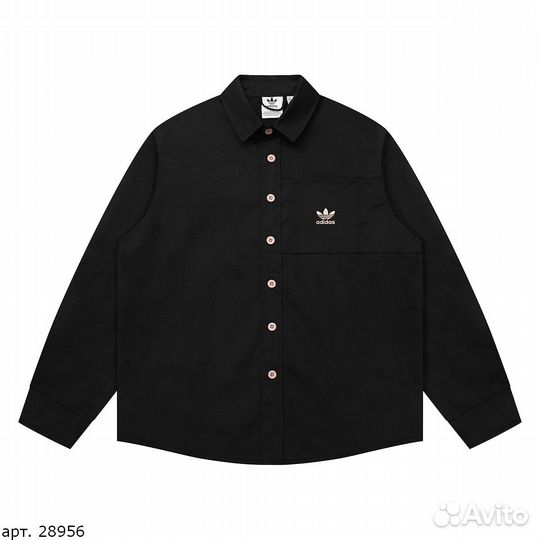 Коуч Adidas черный с полосками на спине