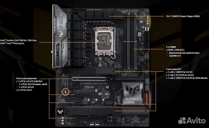 Б/у Мат.плата 1700 asus TUF gaming Z790-plus wifi