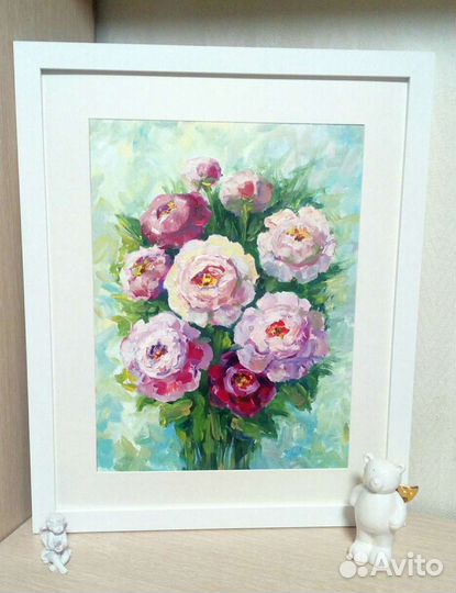 Большая Картина маслом «Пионы»