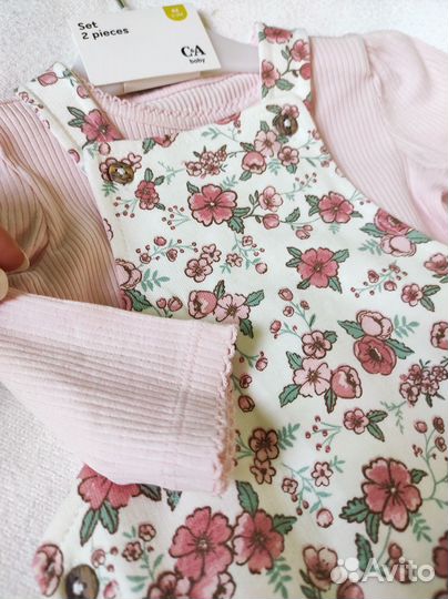 Лонгслив и комбинезон для девочки 62 c&a Новый