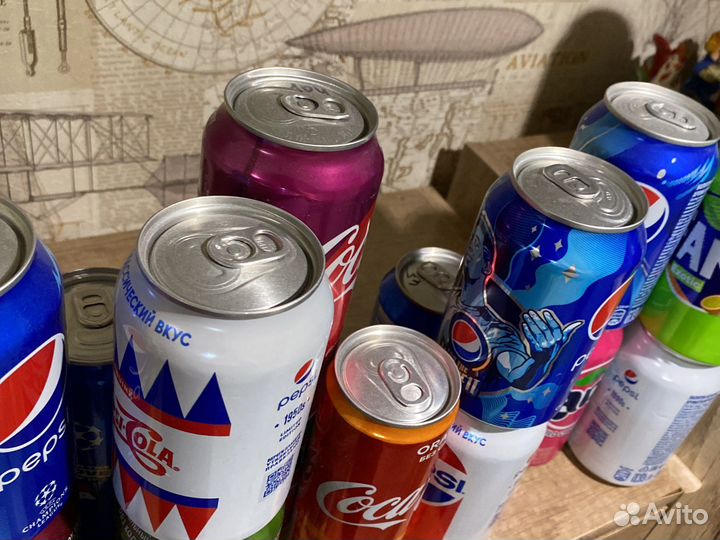 Банки с напитками cola,pеpsi,fanta,DP