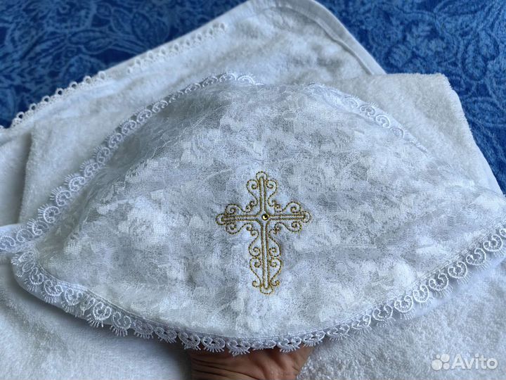 Полотенце детское для крещения новое с кружевом