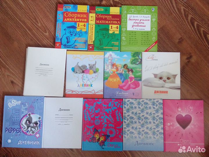 Сборники диктантов 1-4 класс,дневники