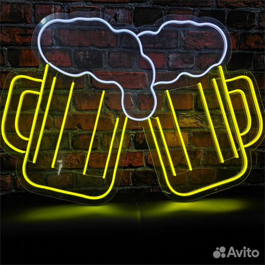 Неоновая вывеска пиво 62 х 40 см
