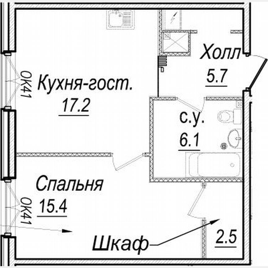 1-к. квартира, 46,9 м², 4/8 эт.