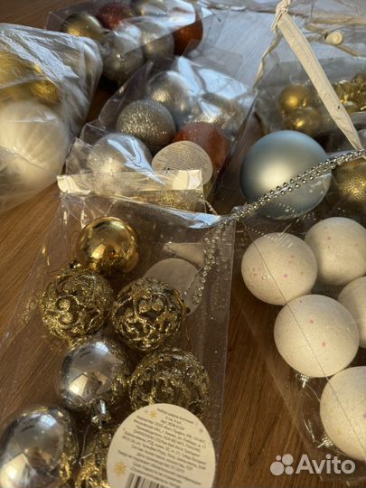 Пакет новогодние игрушки, гирлянда, звезда