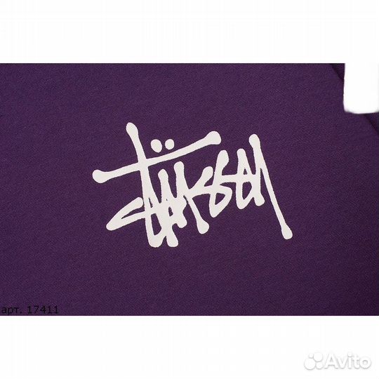 Худи stussy thermo logo фиолетовое