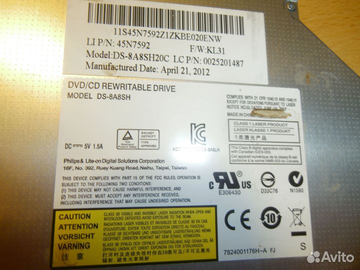 Дисковод DS-8A8SH20C от ноутбука