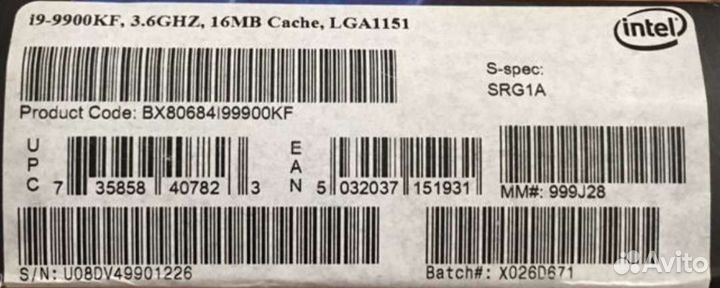 Процессор Intel core i9 9900KF BOX LGA1551v2