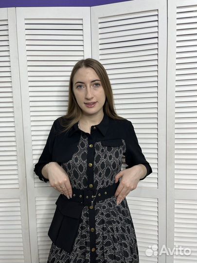 Платье рубашка женское новое шифоновое черное 42