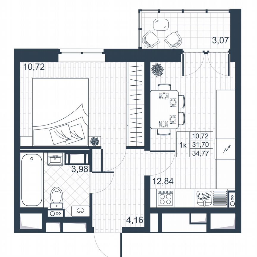 1-к. квартира, 33,2 м², 8/8 эт.