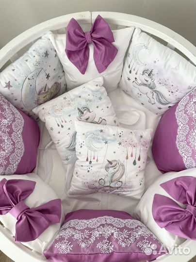 Бортики, комплект в кроватку + кокон