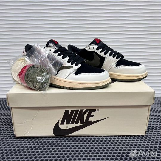 Кроссовки Nike air jordan 1 low travis scott olive