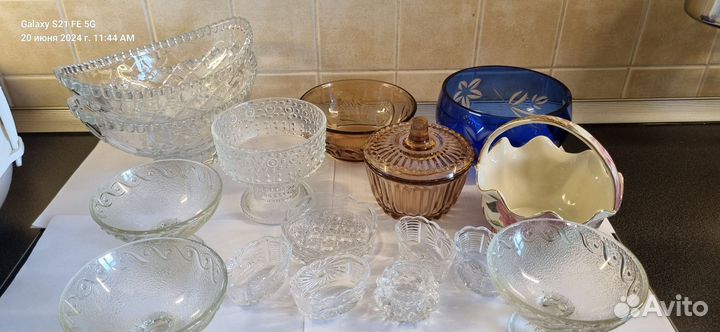 Стеклянные цветные вазы креманки Уршельский завод