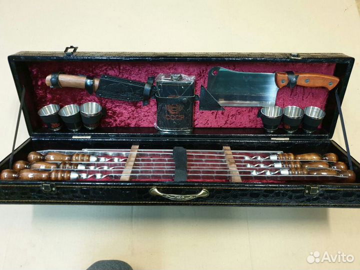 Набор для шашлыка премиум шампуры, нож, топорик, с